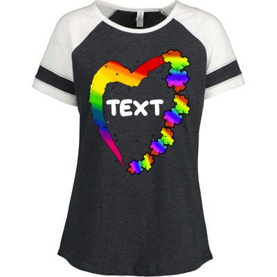 Personalize Autism Heart Custom Text Enza Ladies Jersey Colorblock Tee