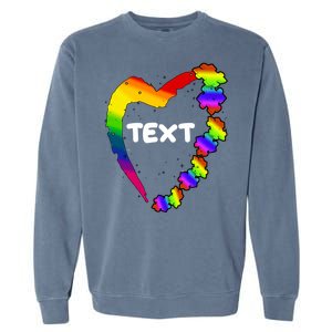 Personalize Autism Heart Custom Text Garment-Dyed Sweatshirt