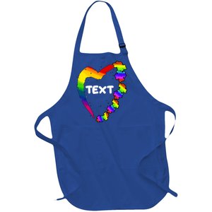 Personalize Autism Heart Custom Text Full-Length Apron With Pockets