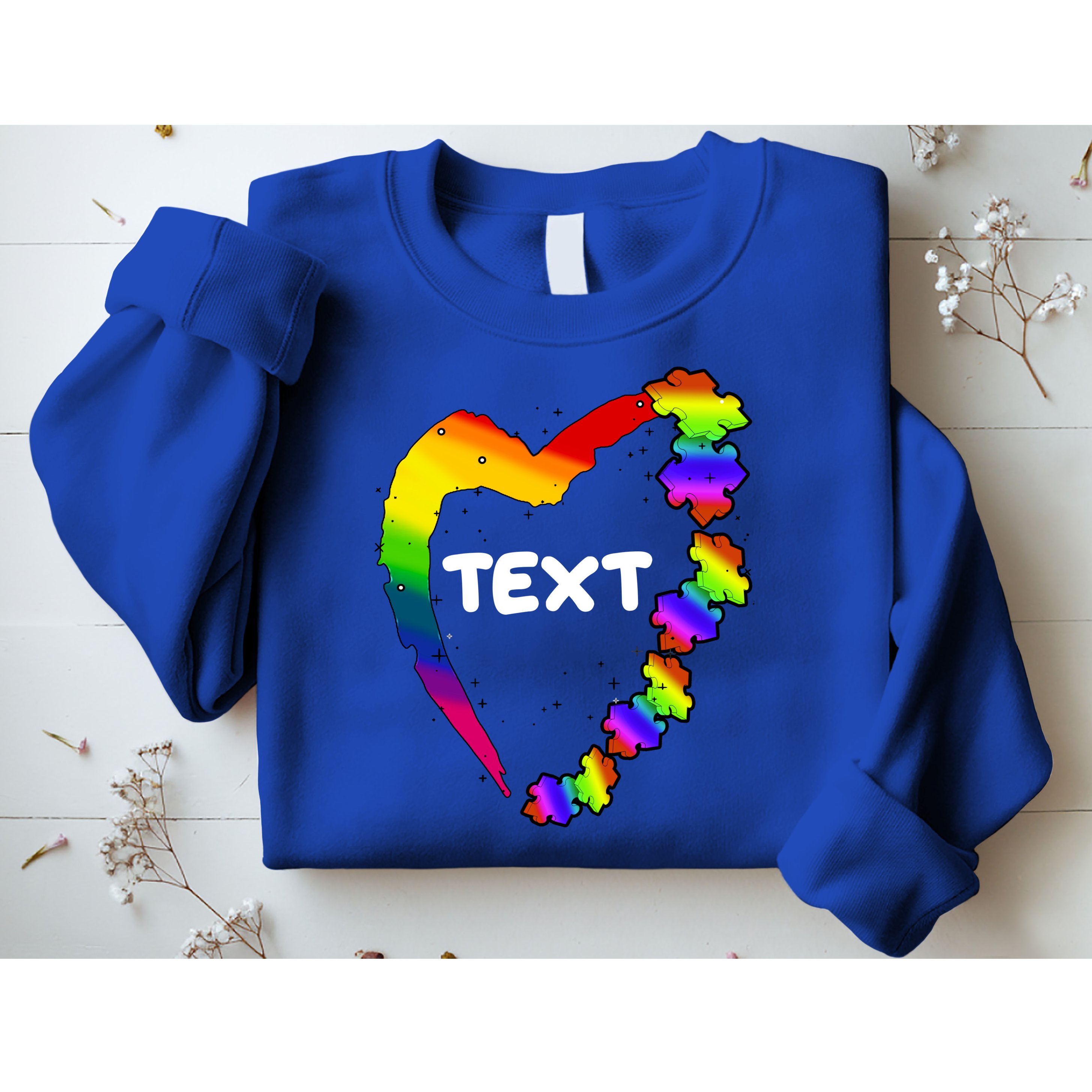 Personalize Autism Heart Custom Text Sweatshirt