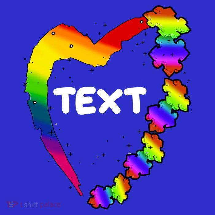 Personalize Autism Heart Custom Text V-Neck T-Shirt