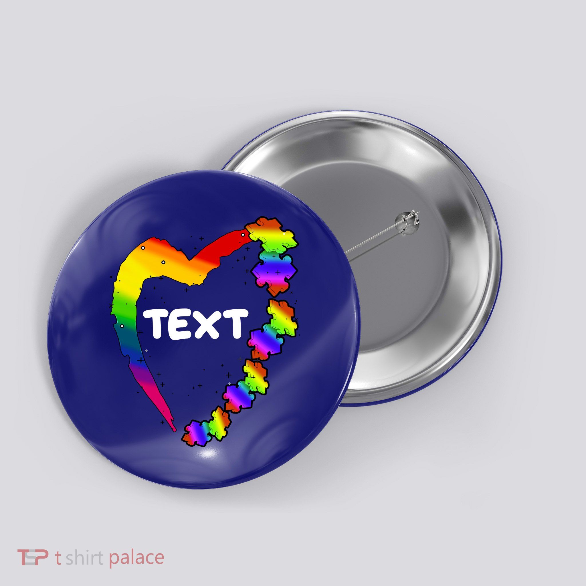 Personalize Autism Heart Custom Text Button