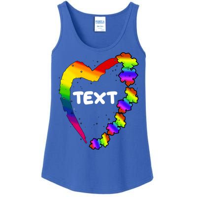 Personalize Autism Heart Custom Text Ladies Essential Tank