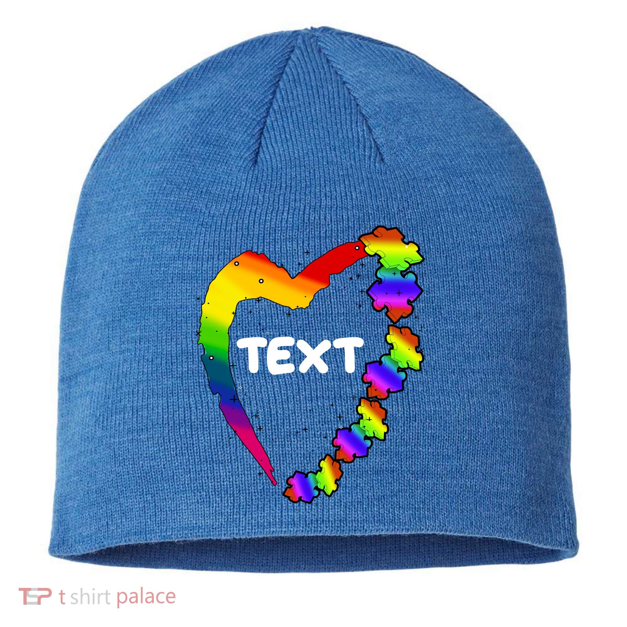 Personalize Autism Heart Custom Text Sustainable Beanie