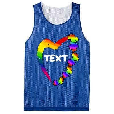 Personalize Autism Heart Custom Text Mesh Reversible Basketball Jersey Tank