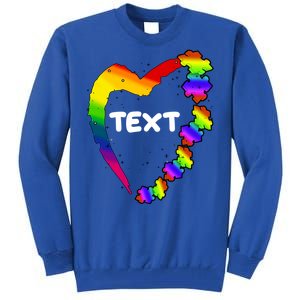 Personalize Autism Heart Custom Text Tall Sweatshirt