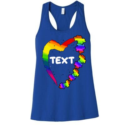 Personalize Autism Heart Custom Text Women's Racerback Tank