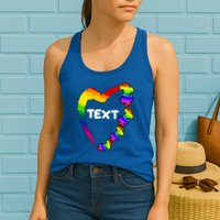 Personalize Autism Heart Custom Text Womens Tank Top