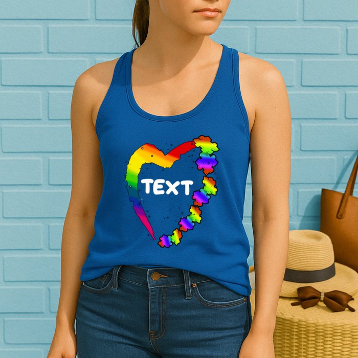 Personalize Autism Heart Custom Text Womens Tank Top