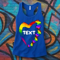 Personalize Autism Heart Custom Text Womens Tank Top