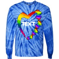 Personalize Autism Heart Custom Text Tie-Dye Long Sleeve Shirt