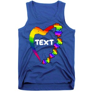 Personalize Autism Heart Custom Text Tank Top