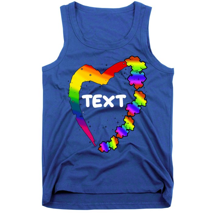 Personalize Autism Heart Custom Text Tank Top