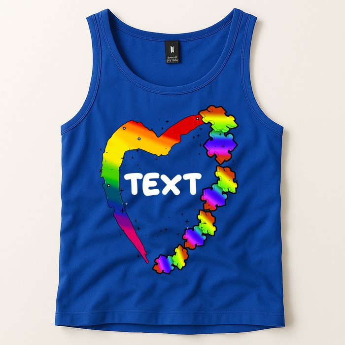 Personalize Autism Heart Custom Text Tank Top