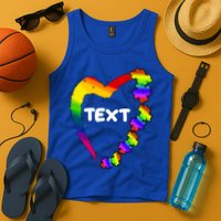 Personalize Autism Heart Custom Text Tank Top