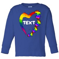 Personalize Autism Heart Custom Text Toddler Long Sleeve Shirt