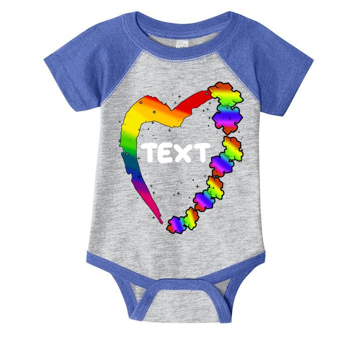 Personalize Autism Heart Custom Text Infant Baby Jersey Bodysuit