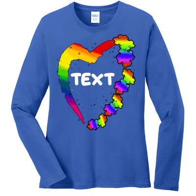 Personalize Autism Heart Custom Text Ladies Long Sleeve Shirt