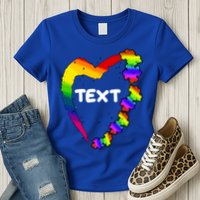 Personalize Autism Heart Custom Text Womens T-Shirt