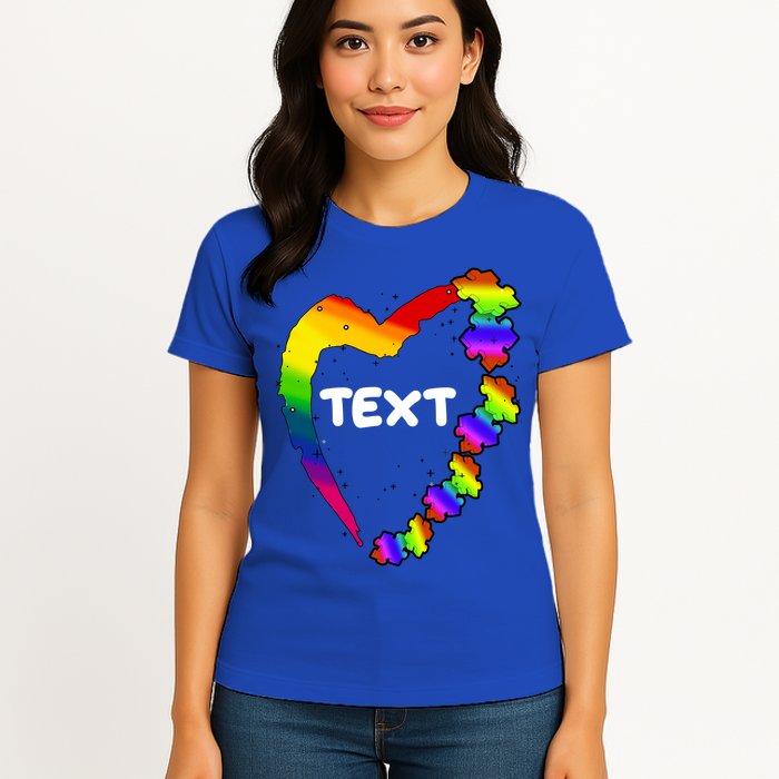 Personalize Autism Heart Custom Text Womens T-Shirt