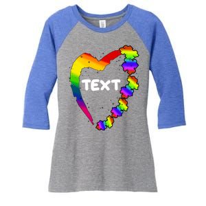 Personalize Autism Heart Custom Text Women's Tri-Blend 3/4-Sleeve Raglan Shirt