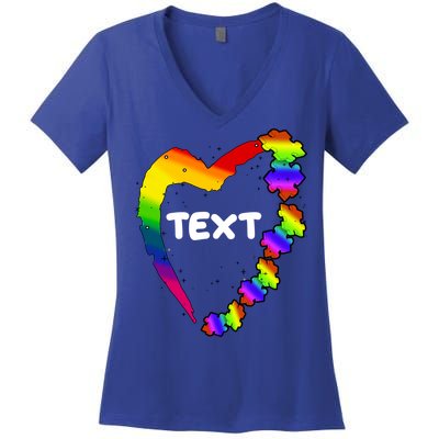 Personalize Autism Heart Custom Text Women's V-Neck T-Shirt