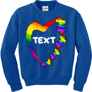 Personalize Autism Heart Custom Text Kids Sweatshirt