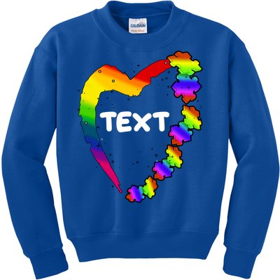 Personalize Autism Heart Custom Text Kids Sweatshirt