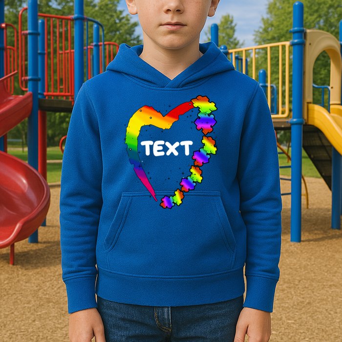 Personalize Autism Heart Custom Text Kids Hoodie