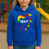 Personalize Autism Heart Custom Text Kids Hoodie