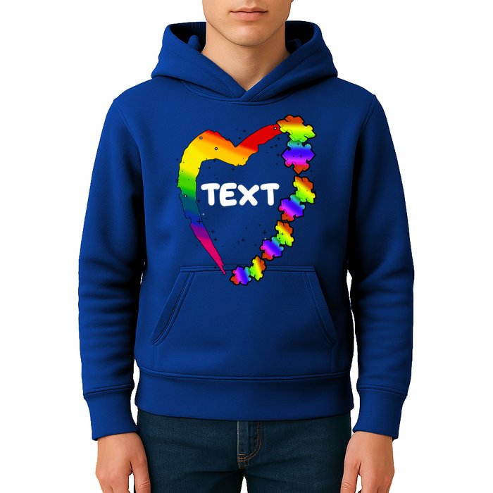 Personalize Autism Heart Custom Text Kids Hoodie