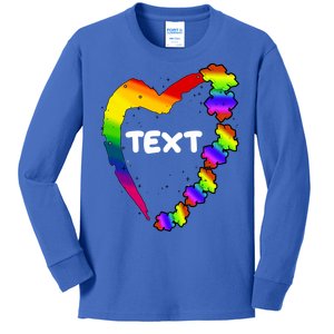 Personalize Autism Heart Custom Text Kids Long Sleeve Shirt