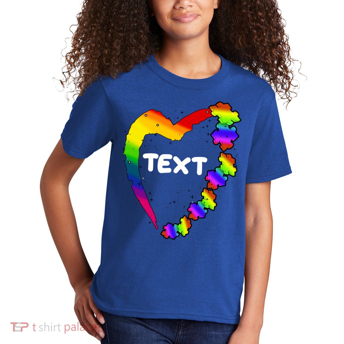 Personalize Autism Heart Custom Text Kids T-Shirt