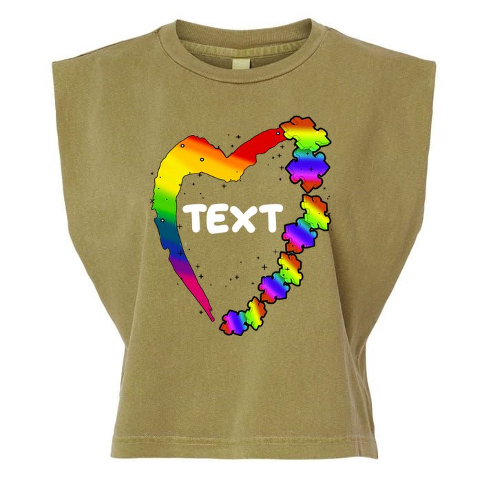 Personalize Autism Heart Custom Text Garment-Dyed Women's Muscle Tee