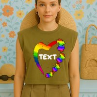 Personalize Autism Heart Custom Text Garment-Dyed Women's Muscle Tee