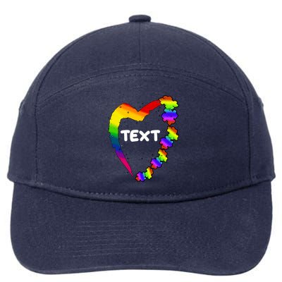 Personalize Autism Heart Custom Text 7-Panel Snapback Hat