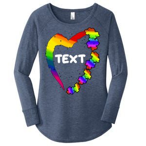 Personalize Autism Heart Custom Text Women's Perfect Tri Tunic Long Sleeve Shirt