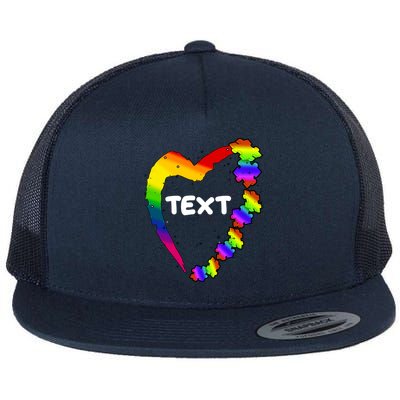 Personalize Autism Heart Custom Text Flat Bill Trucker Hat