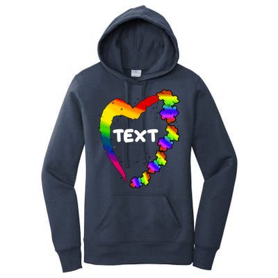 Personalize Autism Heart Custom Text Women's Pullover Hoodie