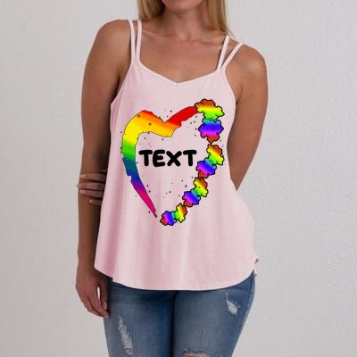 Personalize Autism Heart Custom Text Women's Strappy Tank