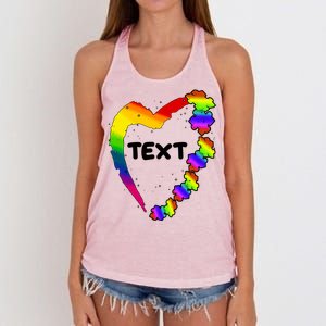 Personalize Autism Heart Custom Text Women's Knotted Racerback Tank