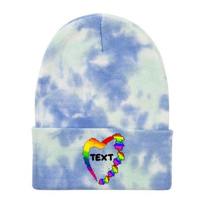 Personalize Autism Heart Custom Text Tie Dye 12in Knit Beanie