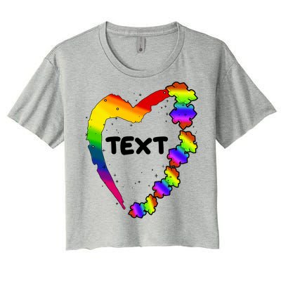 Personalize Autism Heart Custom Text Women's Crop Top Tee