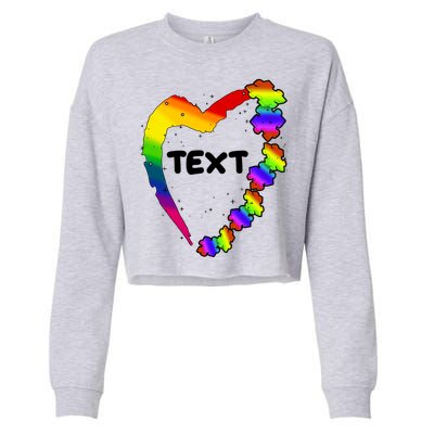 Personalize Autism Heart Custom Text Cropped Pullover Crew