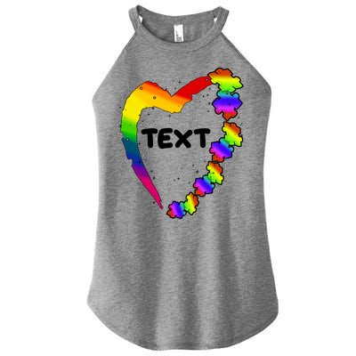 Personalize Autism Heart Custom Text Women's Perfect Tri Rocker Tank