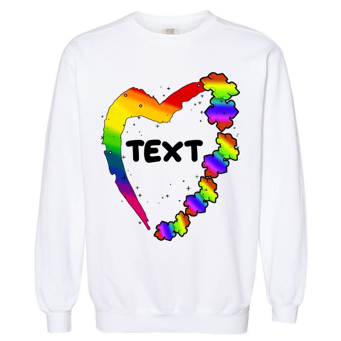 Personalize Autism Heart Custom Text Garment-Dyed Sweatshirt