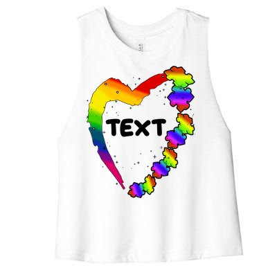 Personalize Autism Heart Custom Text Women's Racerback Cropped Tank