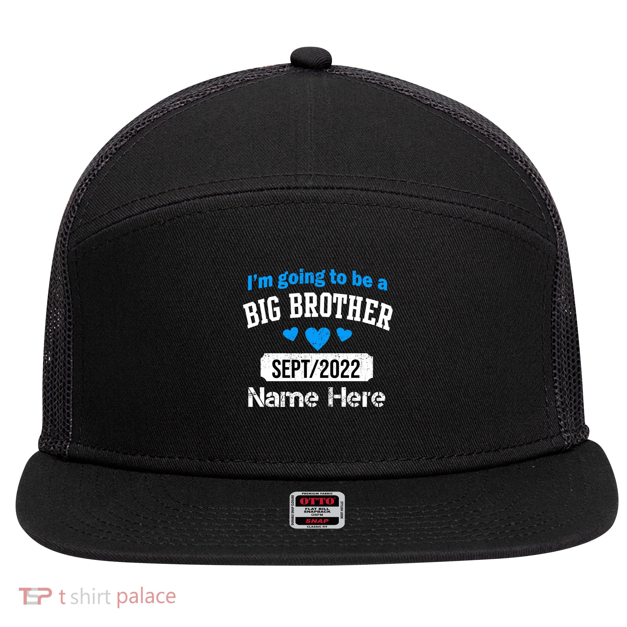 Personalize Big Brother Custom Date And Name 7 Panel Mesh Trucker Snapback Hat