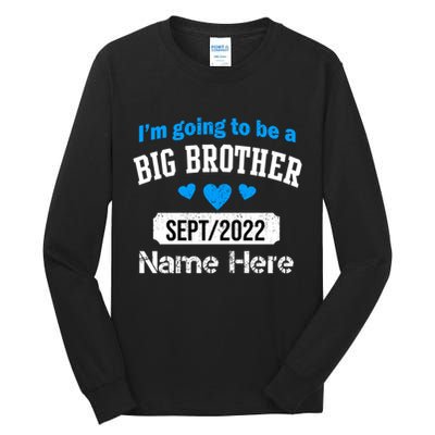 Personalize Big Brother Custom Date And Name Tall Long Sleeve T-Shirt