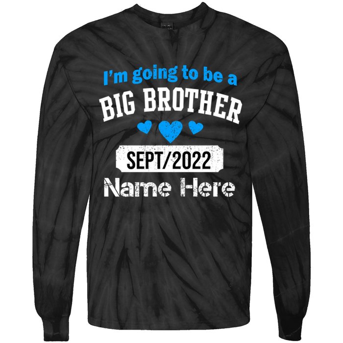 Personalize Big Brother Custom Date And Name Tie-Dye Long Sleeve Shirt